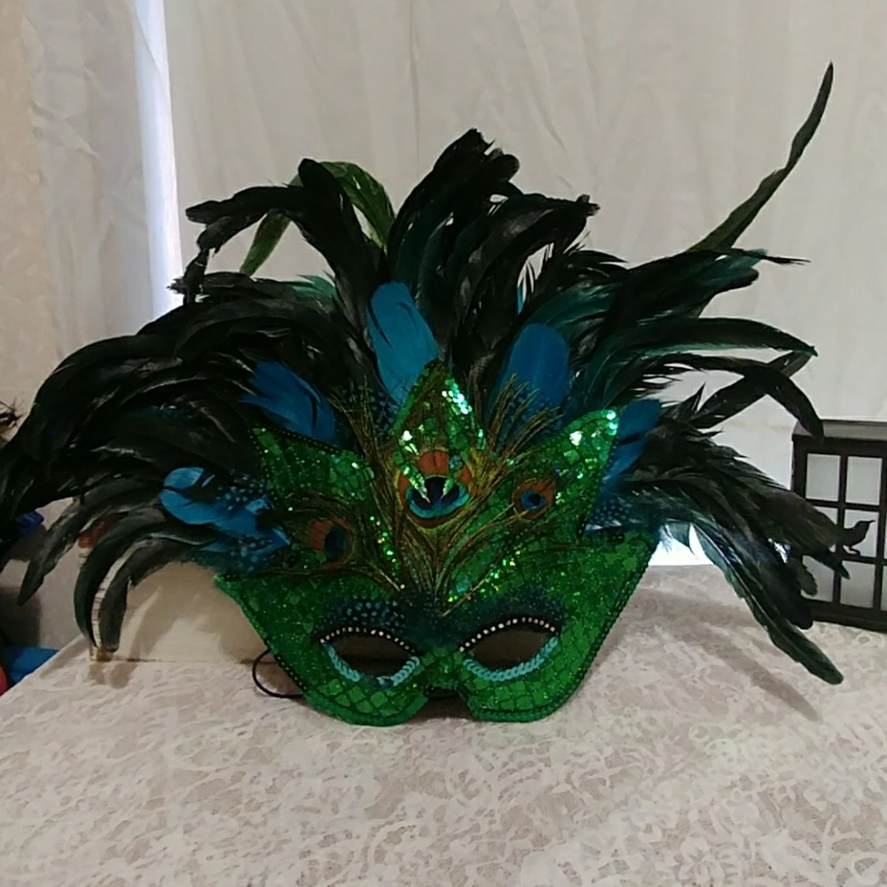 Beautiful peacock mardi gras mask